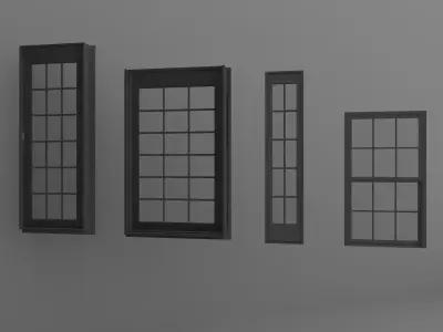 Window Set four windows 3D model
