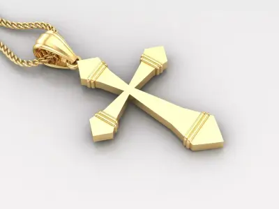Light Gold 18K Cross Pendant 2CP076 3D print model