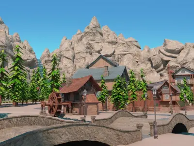 Village 01 Low-poly 3D model