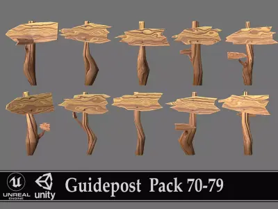 Guidepost Pack 70-79 Low-poly 3D model