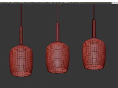 TOIMI set of five glass pendant lights with gold and accents Low-poly 3D model