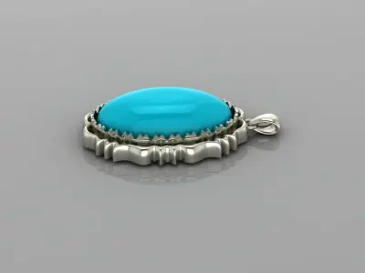 turquoise pendant 3D print model