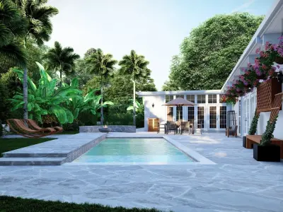 3D Exterior Scene 3D model design garden and landscape 3D  3D model