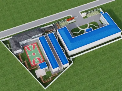 Modern School Campus with Dormitories 3D model