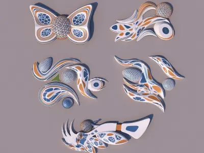 5 Models - Organic Buildings - Collection 3D Model Pack