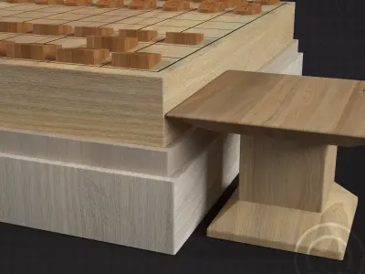 Chess Japanese Shogi - 3 engraved - guide symbol 3D model