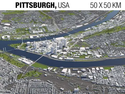Pittsburgh 50x50km 3D City Map 3D model