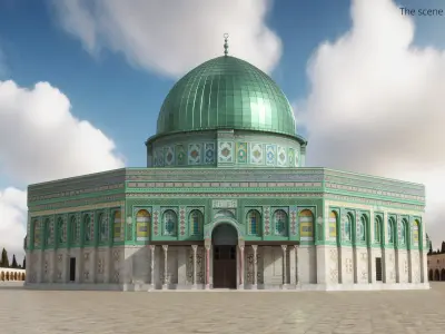  Religious Dome Building with Mosaic Walls Light Green 