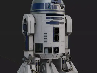 R2 D2 Star Wars 3D Model Rigged PBR Blender FBX OBJ Low-poly 3D model
