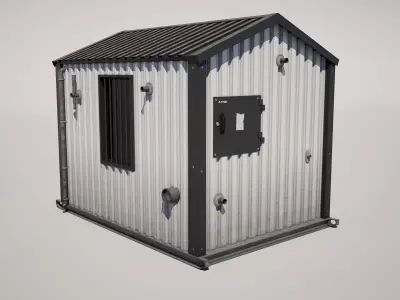  Small Industrial Cabin Building Low-poly 3D model