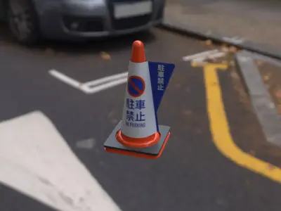 Japanese Traffic Cone Low-poly 3D model
