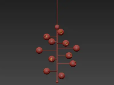 Orbit chandelier with balls hanging from it 3D model