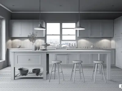 Corona - C4D Scene files - French Country Kitchen Interior 3D model