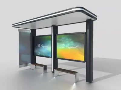 Bus Shelter 02 Low-poly 3D model