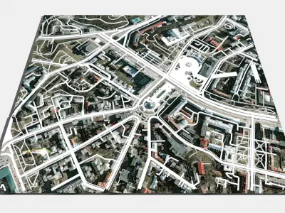 Cityscape Kyiv Ukraine fragment city - streets and roads 3D model