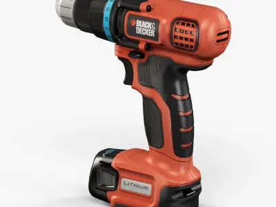 Black Decker EGBL108K cordless drill and screwdriver Low-poly 3D model