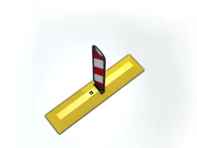 Yellow guide barrier 9 pointing right 628-10 Low-poly 3D model