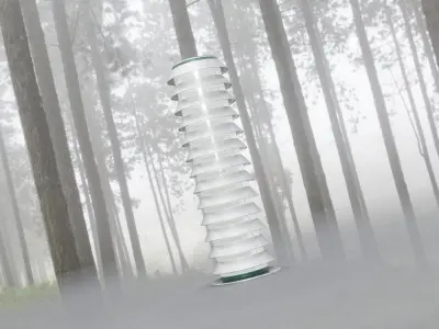 Low-Poly Moss Green Light Column 26 - Street Light Set-9 Low-poly 3D model