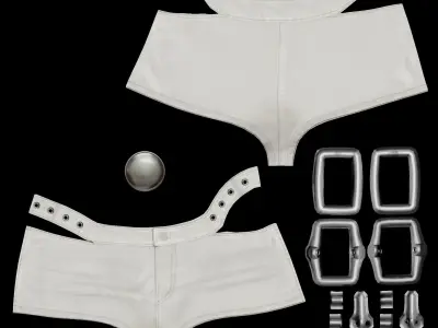 Low Rise Shorts With Cut Out Buckles Low-poly 3D model