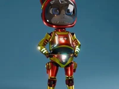 Ironman Space Cat Low-poly 3D model