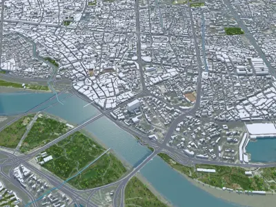 Quanzhou Fujian China 40km AI Low-poly 3D model