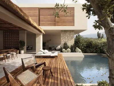 Modern House Exterior Design  With Pool  3D model