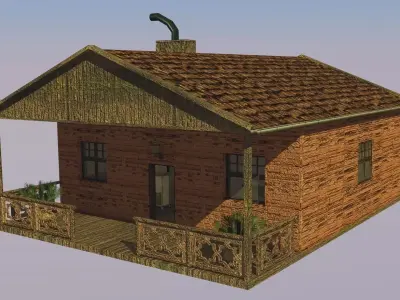 Wooden house 2 Low-poly 3D model