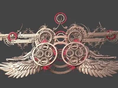 Ancient Biblical cog wings Low-poly 3D model