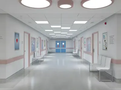 Hospital Corridor and Furniture 3D model