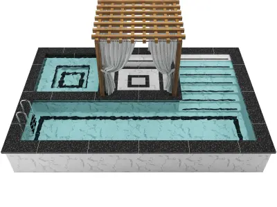 Swimming pool with gazebo  3D model