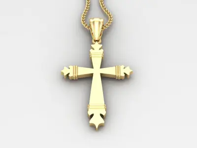 Light Gold 18K Cross Pendant 2CP083 3D print model