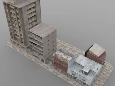 Shanty Town Buildings 2 City Blocks A B C Low-poly 3D model