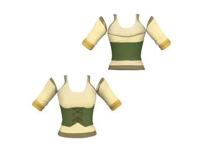 Female Medieval Steampunk Pheasant Full Outfit Costume Low-poly 3D model