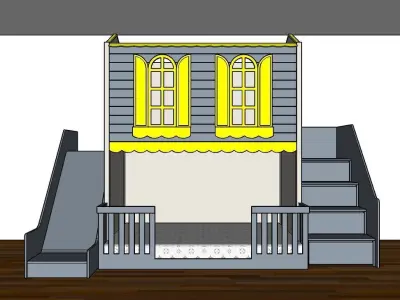 two-story bunk bed and play area 3D print model