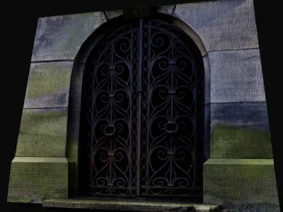 entrance tomb rusty iron doors PBR photogrammetry Low-poly 3D model