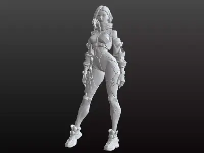 Futuristic Warrior Girl STL Robotic Suit Action figure 3D print model