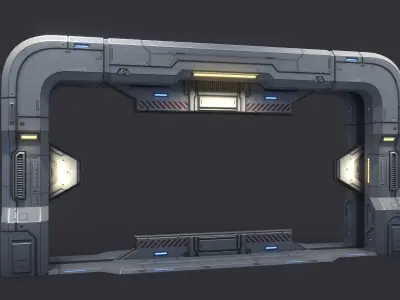 Sci-Fi Door Kit Vol 01-Type E-PBR Low-poly 3D model