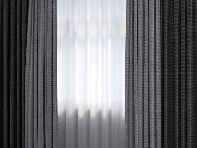 Animated curtain and tulle 1 3D model