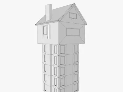 Wooden House Low-poly 3D model 9