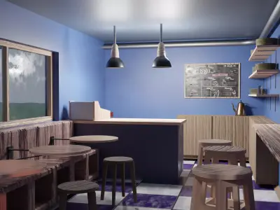 Stylized Old Cafe 3D model