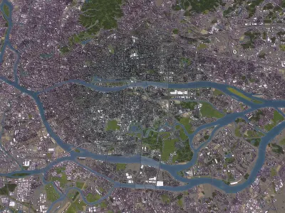 Guangzhou - Metropolitan 3D City Model Low-poly 3D model