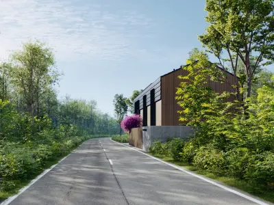Exterior001 modern house in woods 3D model