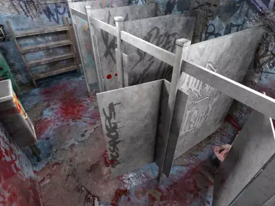 Old Hospital Toilet Room  Low-poly 3D model