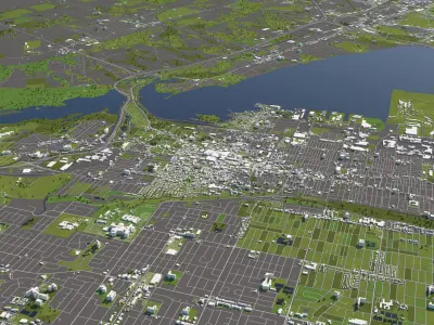 Hamilton Canada 50x50km 3D City Map 3D model