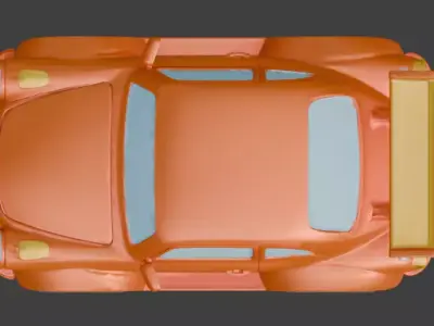 Orange Toy Sports Car 3D Model Low-poly 3D model