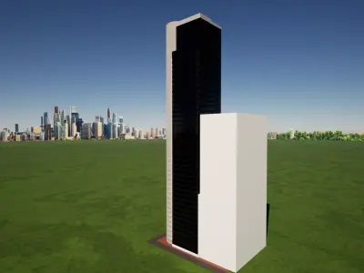 Simple Corner Office Tower Wall-to-Wall  3D Model Free low-poly 3D model