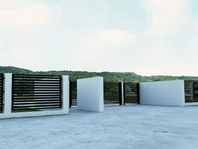 Gate with fence 3D model