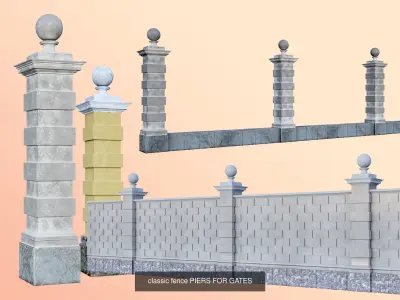 classic fence PIERS FOR GATES 3D Model Pack