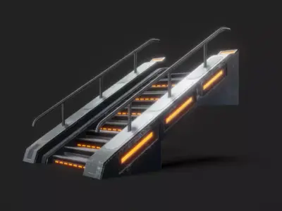 SciFi Stairs Low-poly 3D model