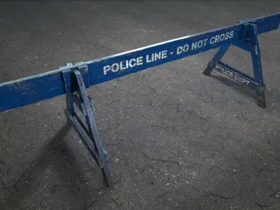 Crime Scenes - Wooden Police Barrier  Low-poly 3D model
